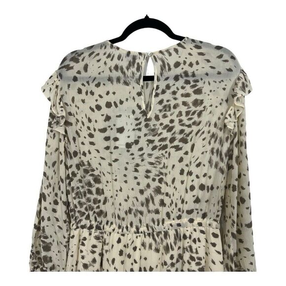 Rails Womens Size M Ora Ruffle Long Sleeve Animal Print Minidress New - Picture 4 of 5